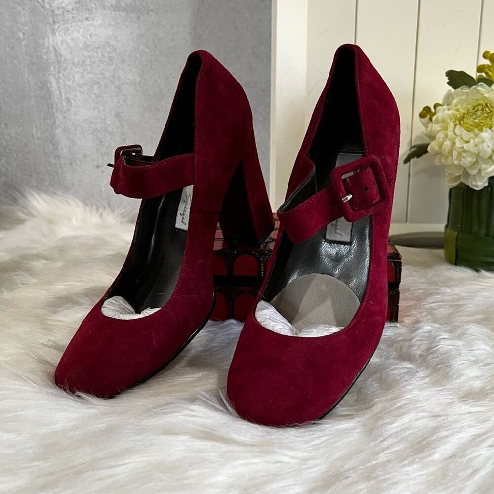 NEW Spiegel Vintage Y2K Suede Mary Jane Buckle Strap High Heel Pumps 5.5 NWOB - Picture 9 of 14